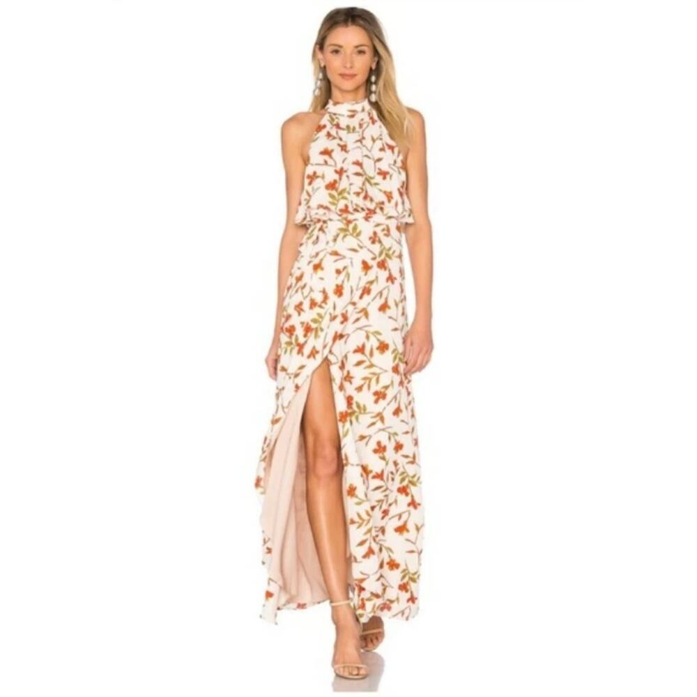 Lovers + Friends Golden Ray Maxi Flowy Dress In Palm Print Large Spring Wedding